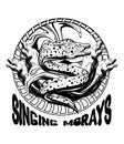 Singing morays. Vector hand drawn iluustration of moray eels isolated. Royalty Free Stock Photo