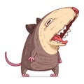 A Singing Possum, isolated vector illustration. Funny cartoon sticker