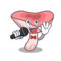 Singing russule mushroom mascot cartoon