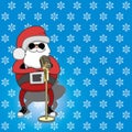 Singing Santa on a blue background Royalty Free Stock Photo