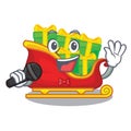 Singing Santa sleigh with christmas character gifts Royalty Free Stock Photo