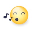 Singing smiley face. Emoji whistles a song.