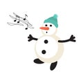 Singing snowman cartoon vector icon