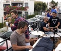 David Carreira Singing on Top of Open Bus, Albufeira Streets, Summer Season Royalty Free Stock Photo