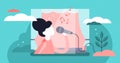 Singing vector illustration. Flat tiny musical performance persons concept.