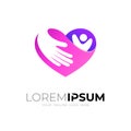 Abstract charity logo with love and people logos
