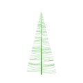 Slender green fancy spruce tree outline isolated
