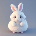 Single cute white fluffy bunny as Easter concept, AI generated