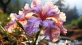 A single African Iris infront closeup view