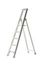 Single aluminum folding metal step ladder isolated on white