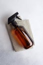 Single amber brown spray bottle for cleaning
