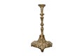 Single arm candlestick made of brass made in old decorative style, isolated on a white background with a clipping path. Royalty Free Stock Photo