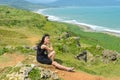 Girl having fun at Longpan Park, Kenting, Taiwan