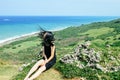 Girl having fun at Longpan Park, Kenting, Taiwan