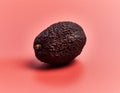 SIngle avocado fruit over red background