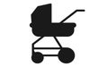 A single baby pram stroller set against a white backdrop Royalty Free Stock Photo