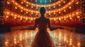 single balet dancer dance on empty stage of big opera theatre