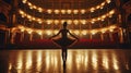 single balet dancer dance on empty stage of big opera theatre