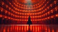 single balet dancer dance on empty stage of big opera theatre