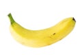 Single banana against white background