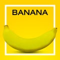 Single banana against yellow background., Design. Royalty Free Stock Photo
