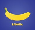 Single banana isolated with violet background