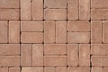 Single basketweave rectangular concrete paving stone pattern for walkway, pathway or patio. Brown paver background Royalty Free Stock Photo