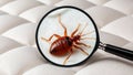 A single bed bug is visible on the surface of a mattress Royalty Free Stock Photo