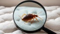 A single bed bug is visible on the surface of a mattress Royalty Free Stock Photo