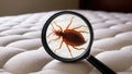 A single bed bug is visible on the surface of a mattress Royalty Free Stock Photo