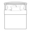 Single bed with pillow hand drawn outline doodle icon. Hotel furniture, household, sleeping and bedroom concept. Vector