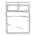 Single bed with pillow hand drawn outline doodle icon. Hotel furniture, household, sleeping and bedroom concept. Vector