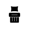 Single bed set black glyph icon