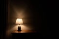 Cozy Night Lamp Illuminating a Dark Room Royalty Free Stock Photo