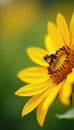 A single bee landing on the soft petals of a sunflower insects bees Royalty Free Stock Photo