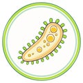 Single Beige Bacterium Cell with Green Cilia Floating in Circular Green Frame Symbolizing Microscopic Life Royalty Free Stock Photo
