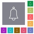 Single bell outline square flat icons