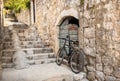 Single bicycle in a steep stepped Dubrovnik alleyway, Croatia