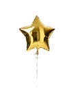Single big gold star balloon object for birthday party Royalty Free Stock Photo