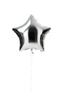 Single big silver star balloon object for birthday party Royalty Free Stock Photo