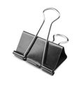 A single binder peg office, isolated on a white background. The black and metallic paper clip. Clerical pins for papers.