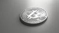 Single bitcoin coin close up, black and white, ambient occlusion.