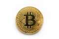 Single bitcoin front on white background