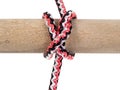 Single bitt knot tied on synthetic rope cut out Royalty Free Stock Photo