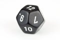 Single, black 12-sided die on white Royalty Free Stock Photo