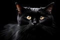 single black cat with black background Royalty Free Stock Photo