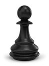 Single black classic chess pawn