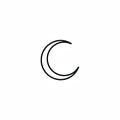 Single black crescent moon outline on a white background. The thin lines of the crescent Royalty Free Stock Photo