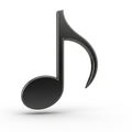 Black 3D Rendered Eighth Note Musical Symbol on a White Background quaver Royalty Free Stock Photo