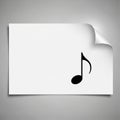 Single Black Eighth Note Symbol on a White Paper with Curled Corner and Shadow music Royalty Free Stock Photo